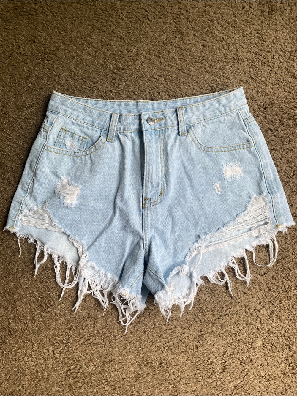 Light Wash Distressed Denim Shorts